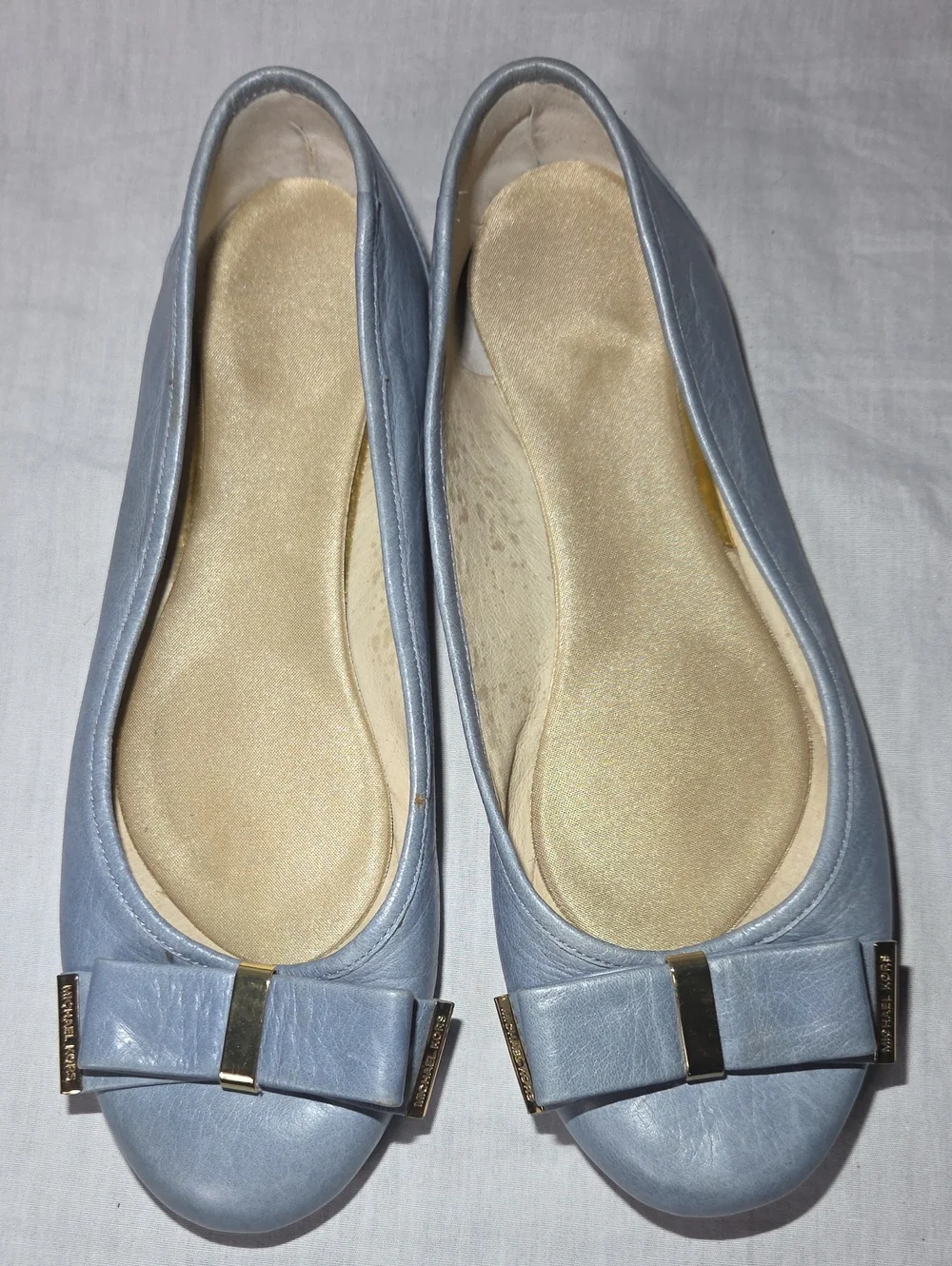MICHAEL KORS LIght Blue Ballet Flats Loafer Womens Shoes 8 1/2 8.5 Woman Leather